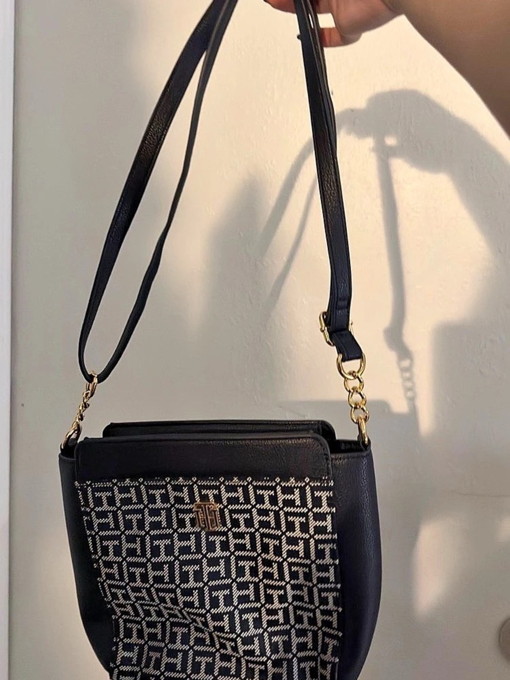 Tommy Hilfiger TH Monogram Jacquard Crossbody Bag Black & White